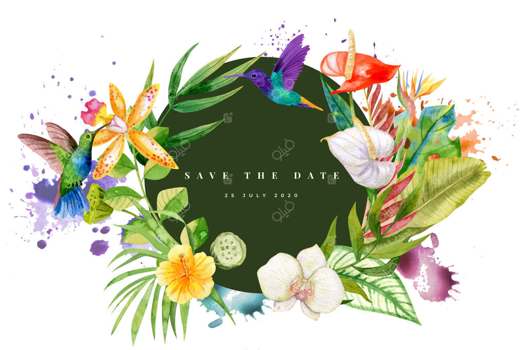 حلقه گل پرپشت با طرح آبرنگی