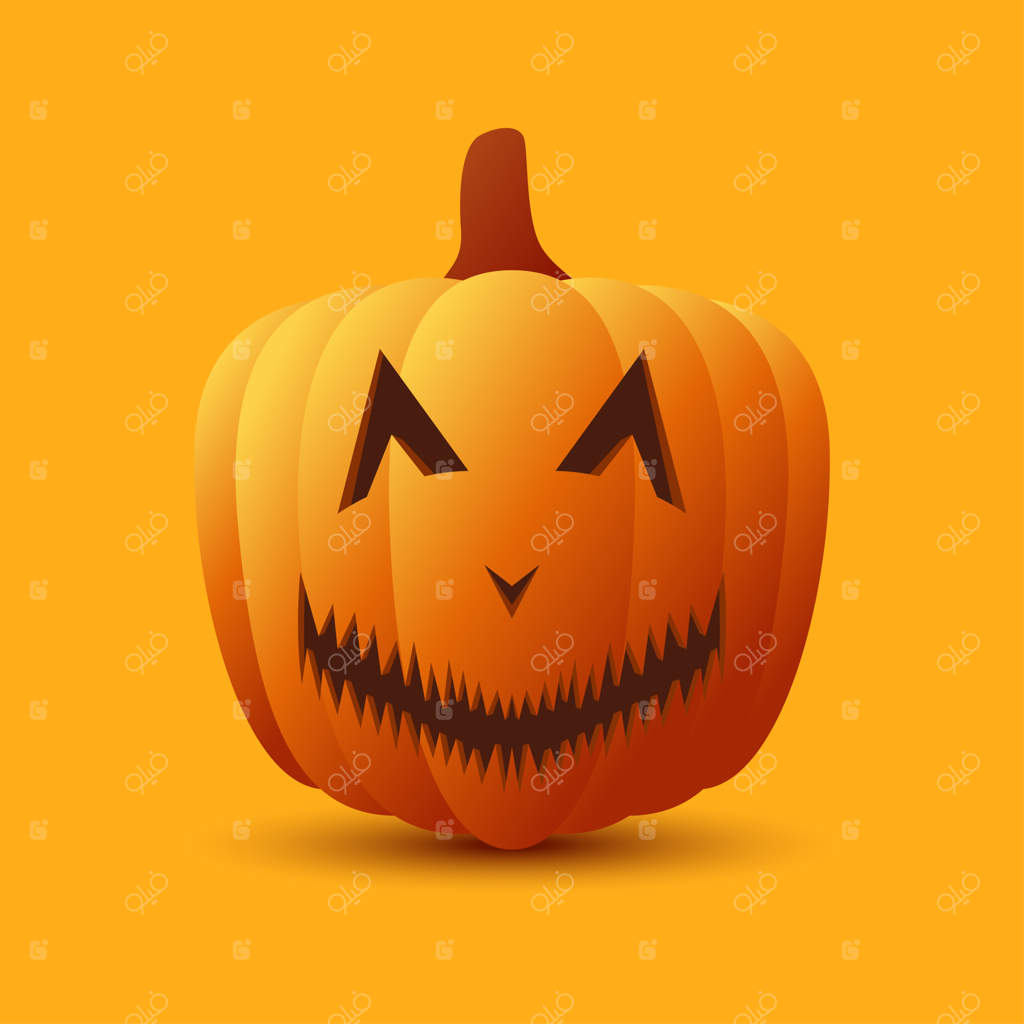 کدو تنبل هالووین در پس‌زمینه نارنجی
