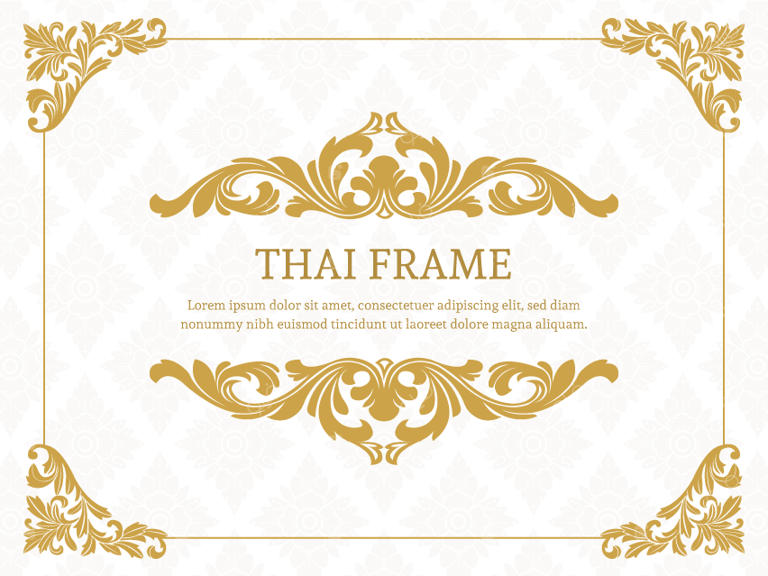 قاب حاشیه‌ای با تم تایلندی به رنگ طلایی و شیک