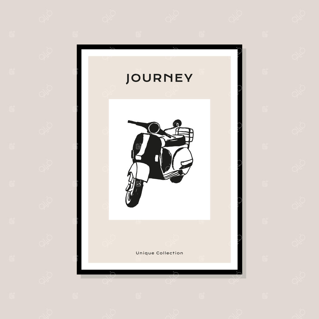 طراحی پوستر تصویرسازی مینیمال و بوهیمین سفر برای گالری دیواری