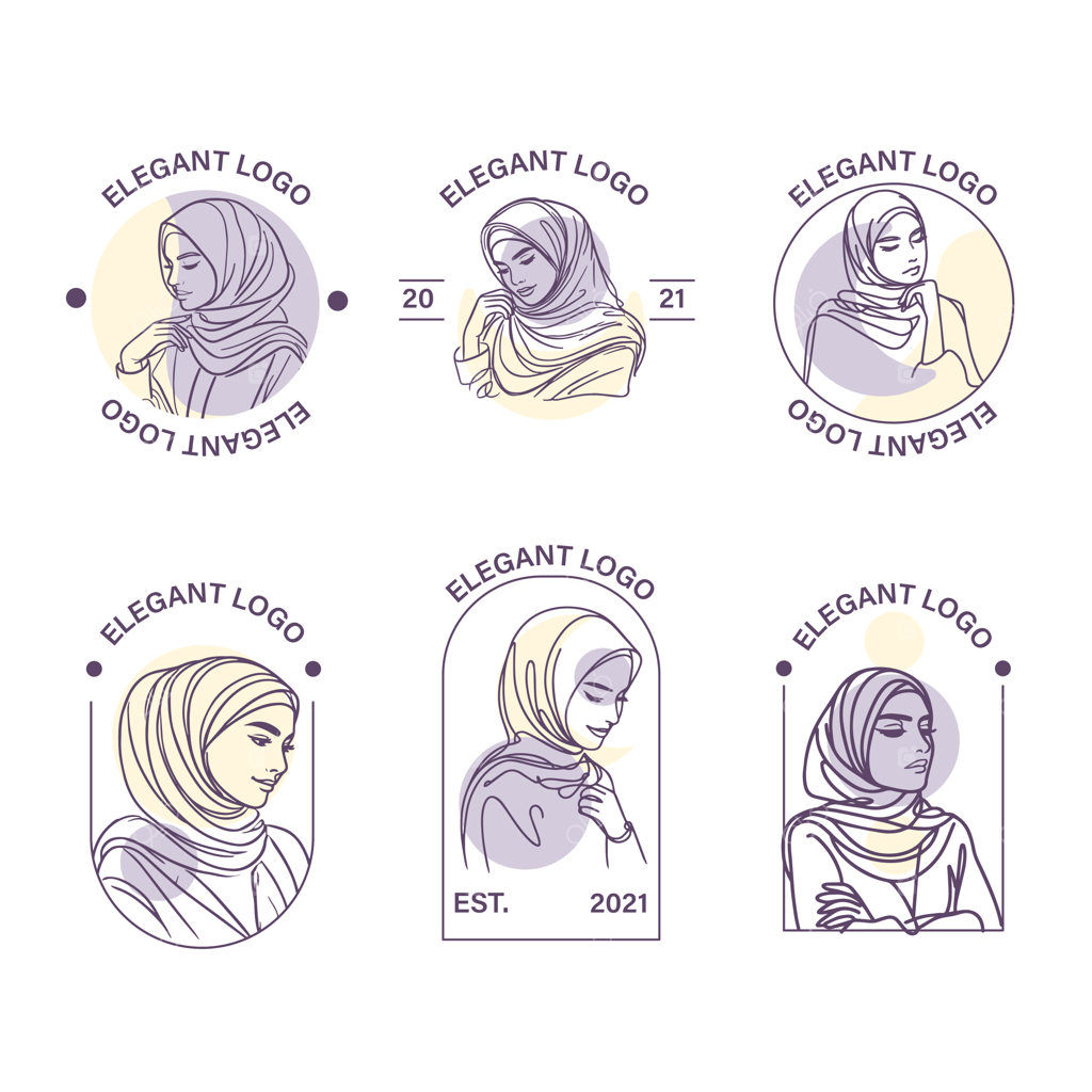 مجموعه لوگوی دخترانه محجبه با سبک هنری