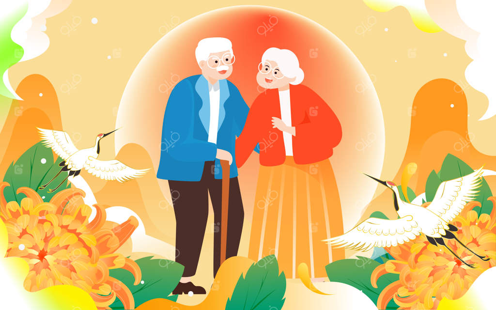 جشن نهمین روز دوبار، زوج سالخورده‌ای که در کنار کوه‌ها با هم کوهنوردی می‌کنند