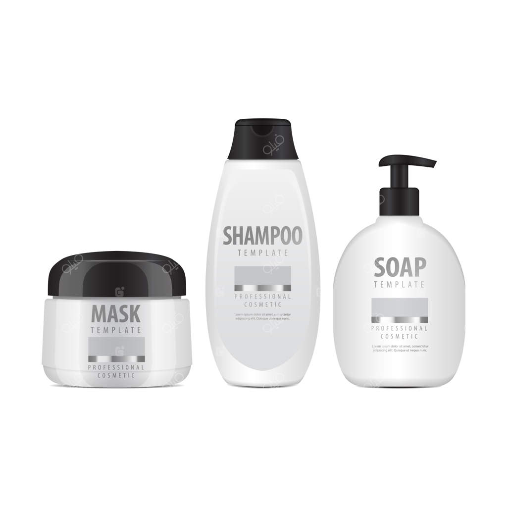 ست بطری‌های آرایشی سفید. تیوپ یا ظرف واقعی برای کرم، پماد، لوسیون. بطری آرایشی برای شامپو. تصویرسازی