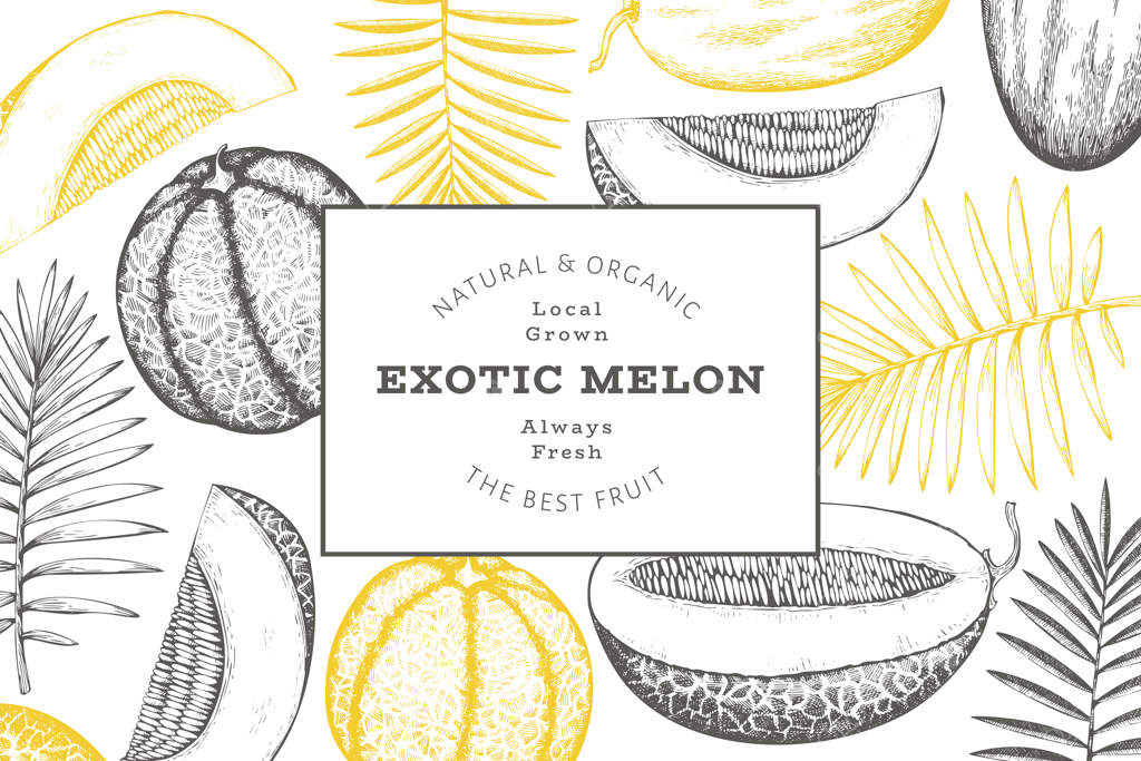 قالب برچسب طالبی با برگ‌های گرمسیری