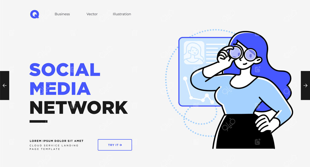 قالب اسلاید ارائه یا طراحی سایت صفحه فرود. مفاهیم کسب‌وکار. سبک مدرن و ساده. رسانه آنلاین