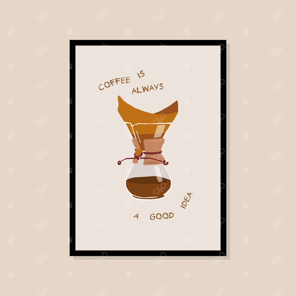 پوستر وکتور هنری قهوه برای گالری دیواری