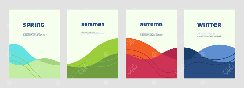 طراحی مدرن و مینیمالیستی بنرهای فصلی برای برندینگ: بهار، تابستان، پاییز، زمستان