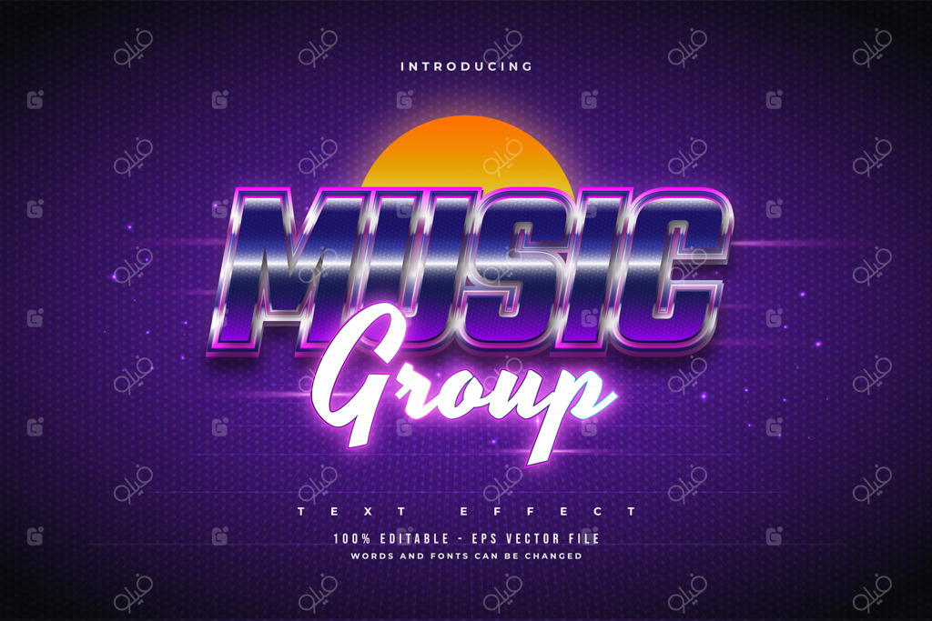 افکت متن قابل ویرایش با سبک موسیقی رنگارنگ و درخشش نئون