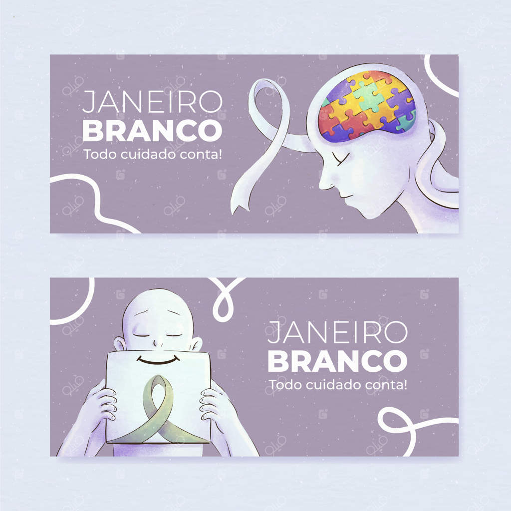 مجموعه بنرهای افقی ژانوی سفید با آبرنگ