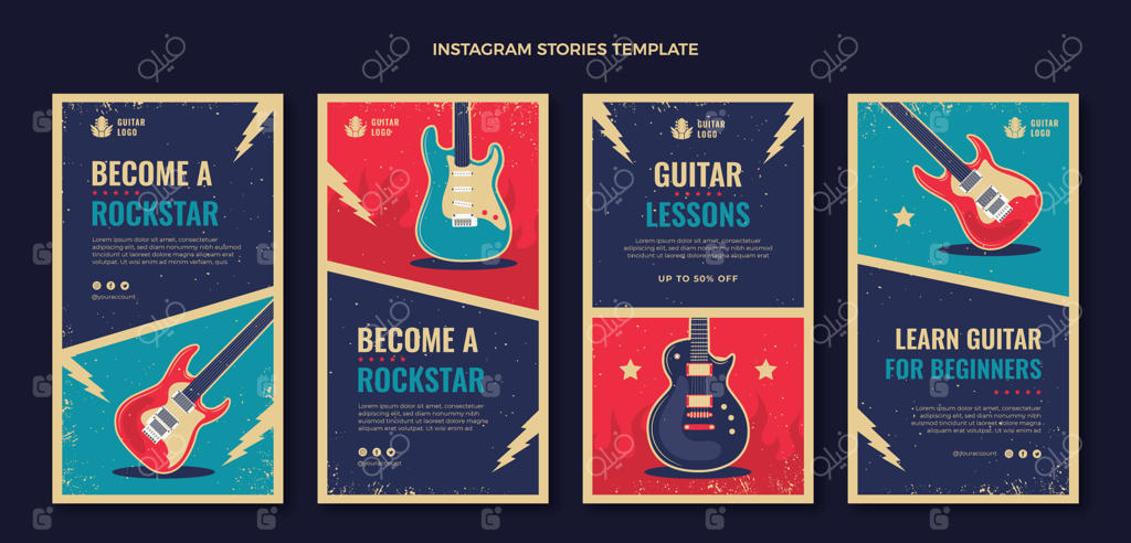 مجموعه استوری‌های اینستاگرام: آموزش گیتار وینتیج به سبک مدرن