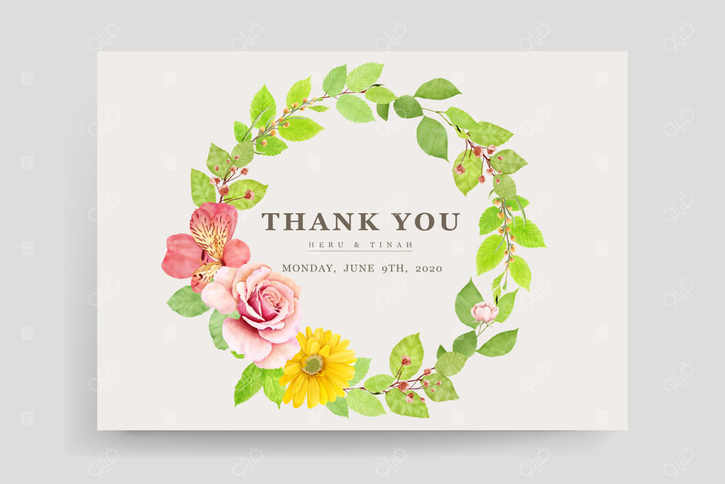 مجموعه کارت دعوت عروسی با طراحی دستی گل‌های رز زیبا