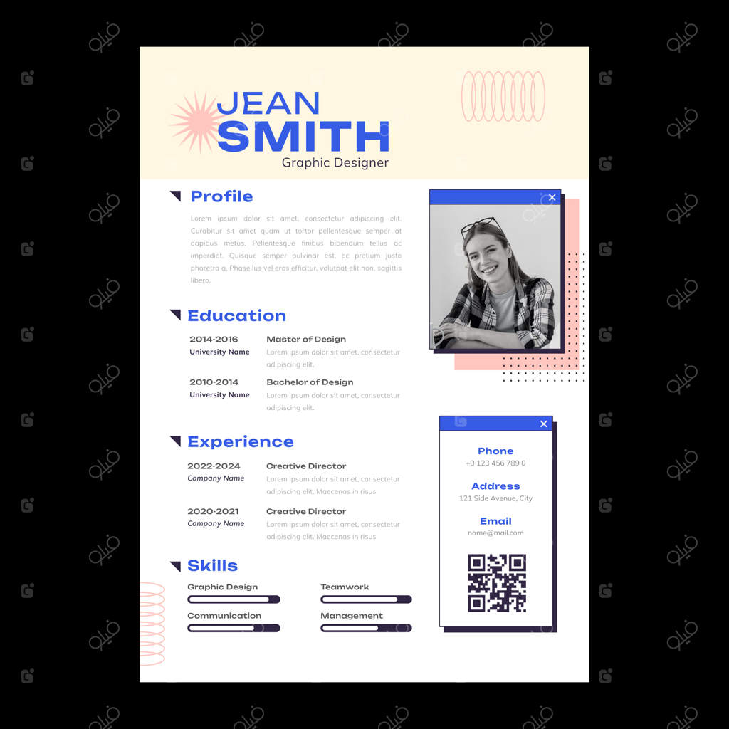 قالب رزومه مینیمالیستی با گرادیانت و طرح رترو