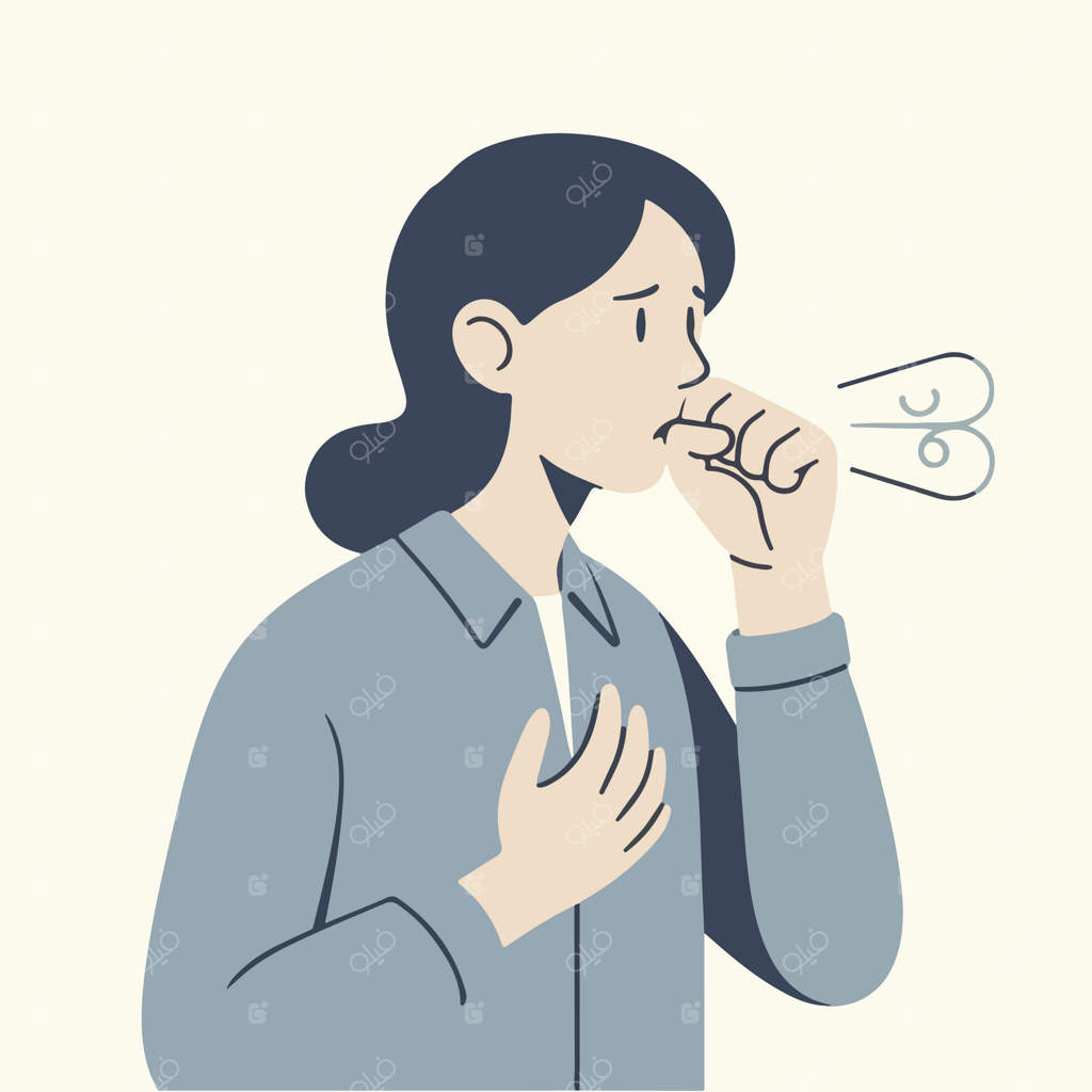 تصویر وکتوری نوجوان در حال سرفه به سبک طراحی تخت