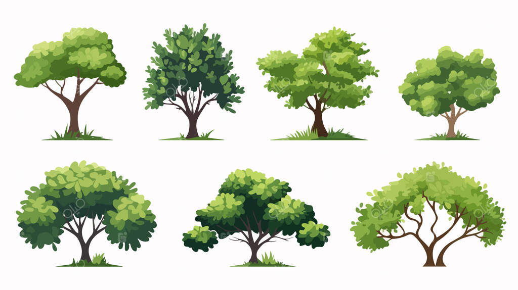 طرح‌های کارتونی ساده و بازیگوش از درختان - تصویر وکتور