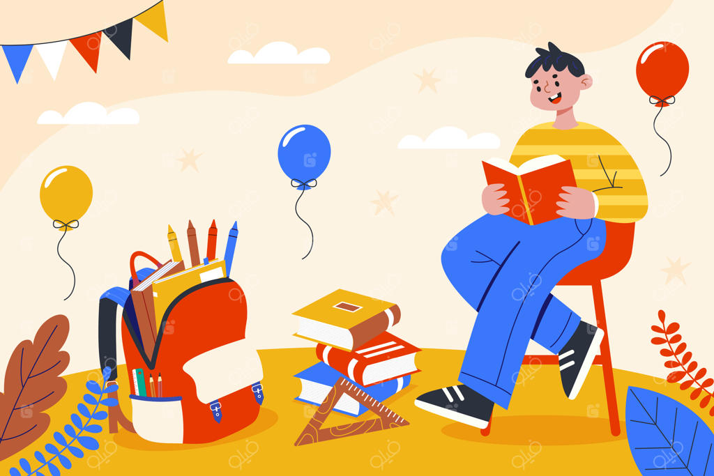 تصویرسازی روز جهانی آموزش با طراحی تخت