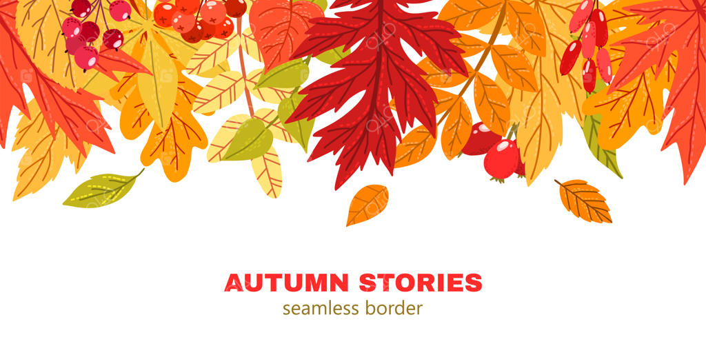 مرز یکپارچه برگ‌های پاییزی - وکتور دست‌کشیده