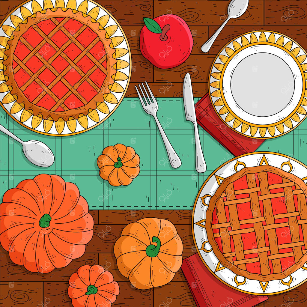 پس‌زمینه دست‌کشیده جشن شکرگزاری