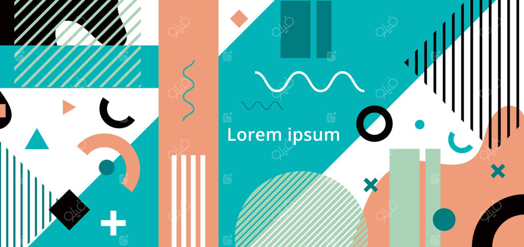 الگوی هندسی مینیمال و انتزاعی به سبک ممفیس روی زمینه سفید