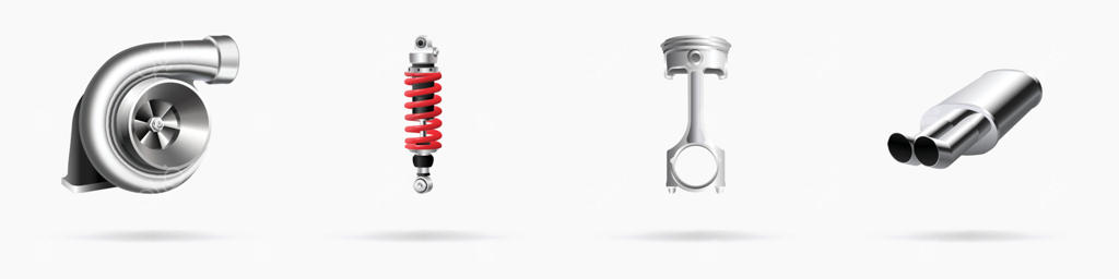 تصویر برداری وکتور، مجموعه آیکون‌های قطعات خودرو، سه‌بعدی واقعی