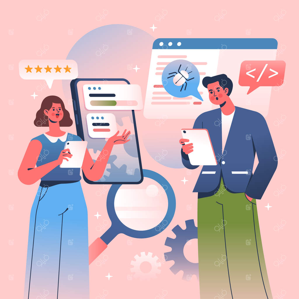 توسعه‌دهندگان نرم‌افزار در همکاری روی پروژه دیجیتال با اشکالات و بازبینی‌ها