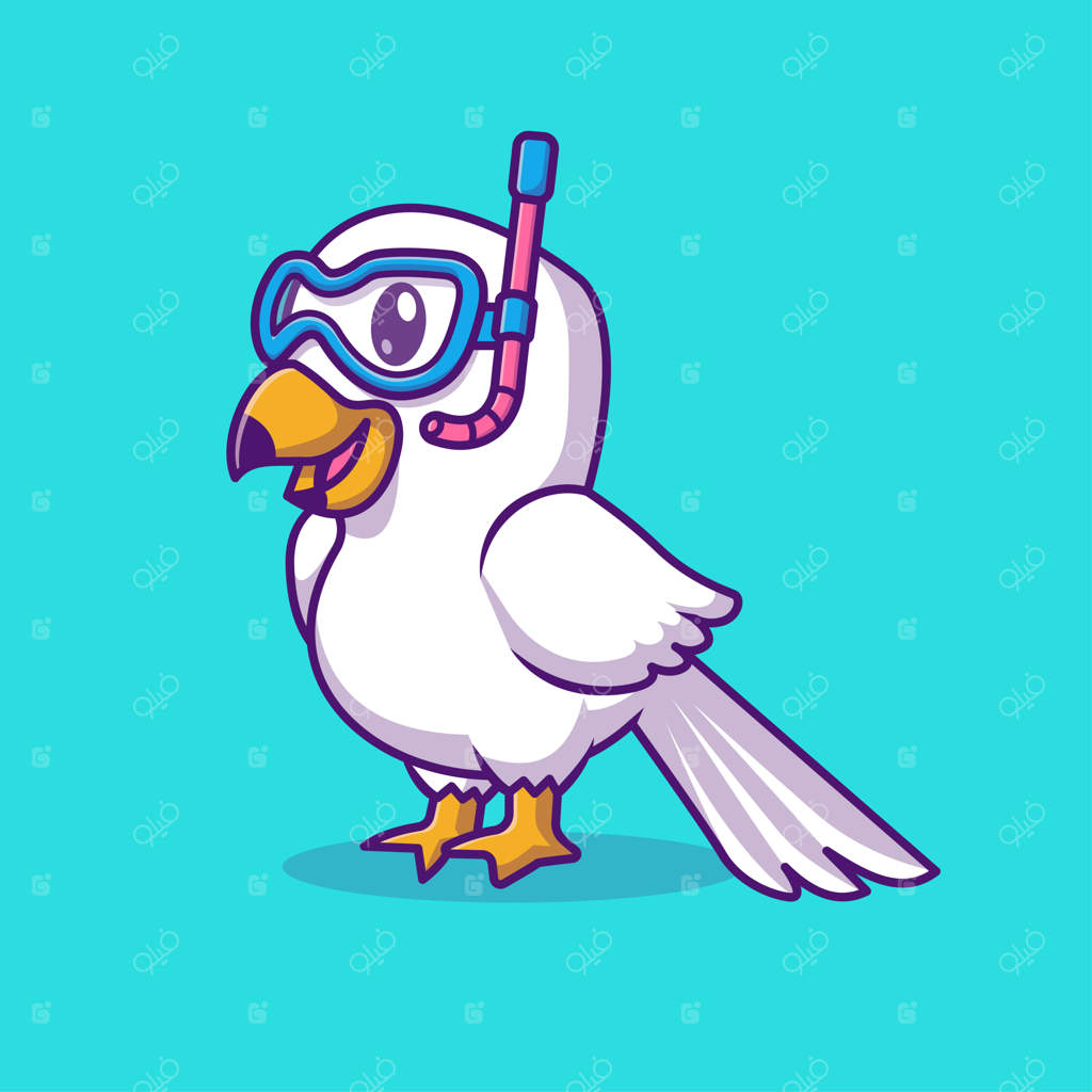 تصویر برداری کارتونی شاهین عرب زیردریایی. آیکون ورزشی حیوانات. وکتور ممتاز ایزوله شده. سبک کارتونی ساده.