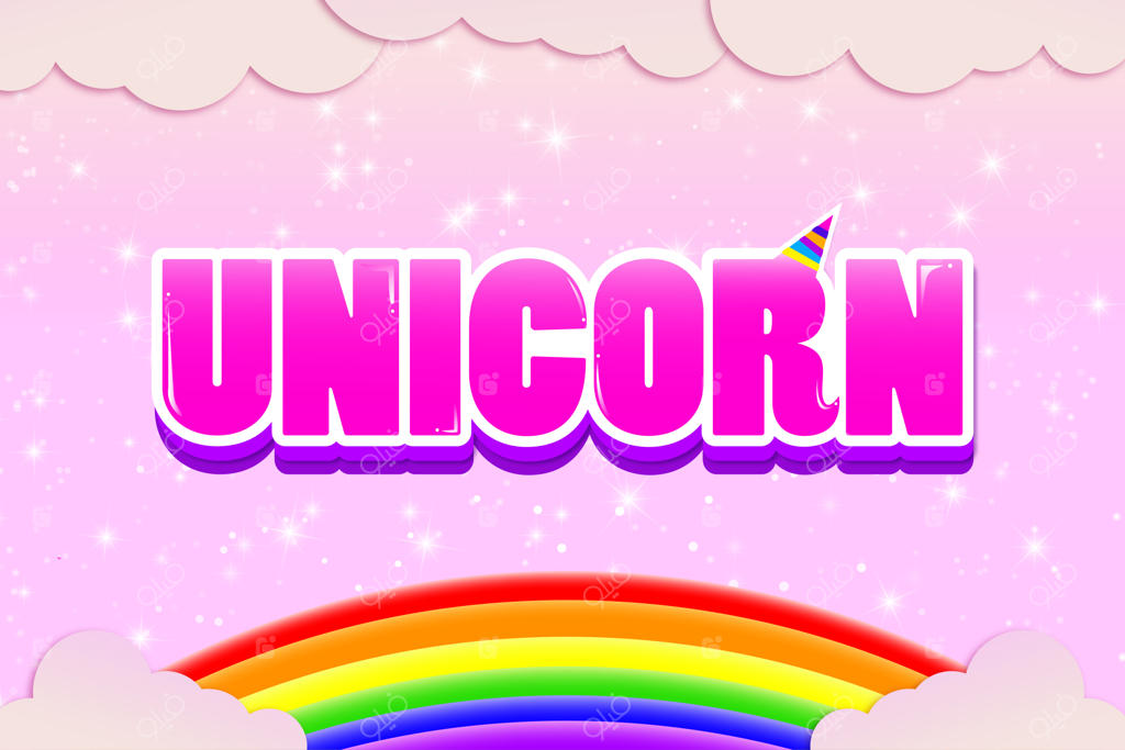 پس‌زمینه‌ بنر بامزه‌ی آسمان رنگین‌کمانی تک‌شاخ