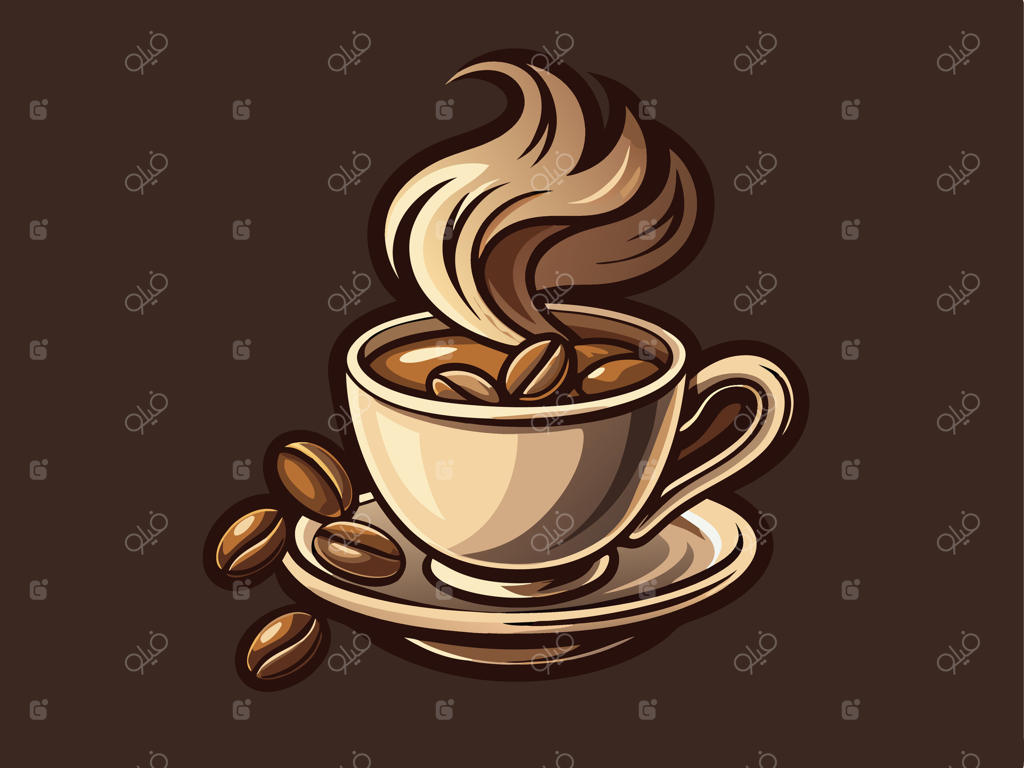 قهوه اسپرسو با فنجان دانه‌های قهوه