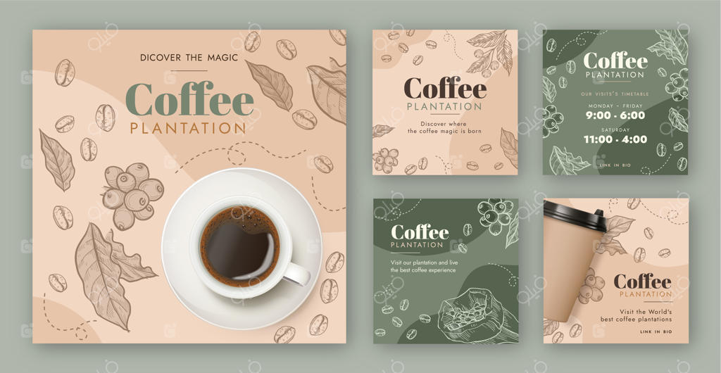 قالب پست‌های اینستاگرام برای کشت و تولید قهوه