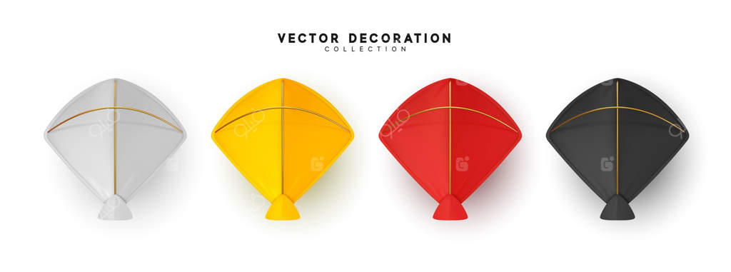 بادبادک‌های رنگارنگ واقع‌گرایانه در پس‌زمینه سفید.