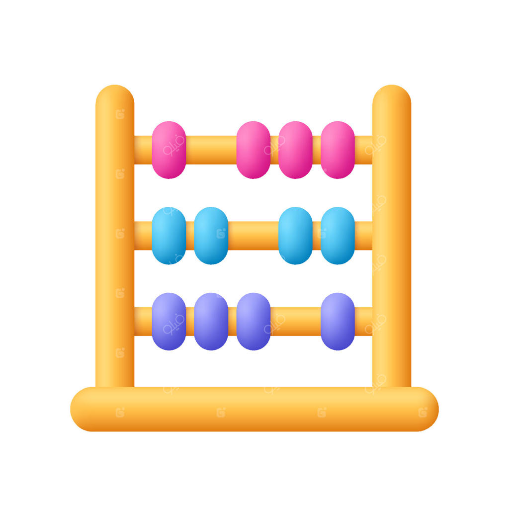 نماد سه‌بعدی چرتکه: مفهوم مالی، آموزشی و ریاضی به سبک کارتونی و مینیمال