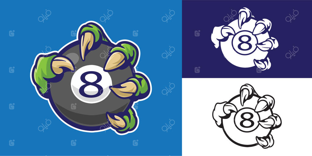 پنجه هیولا با توپ بیلیارد: مناسب برای لوگو، نماد، باشگاه و جامعه