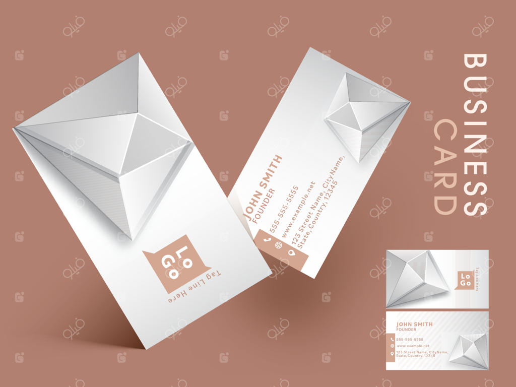 نمای جلو و پشت کارت ویزیت با طراحی الماس سه‌بعدی.