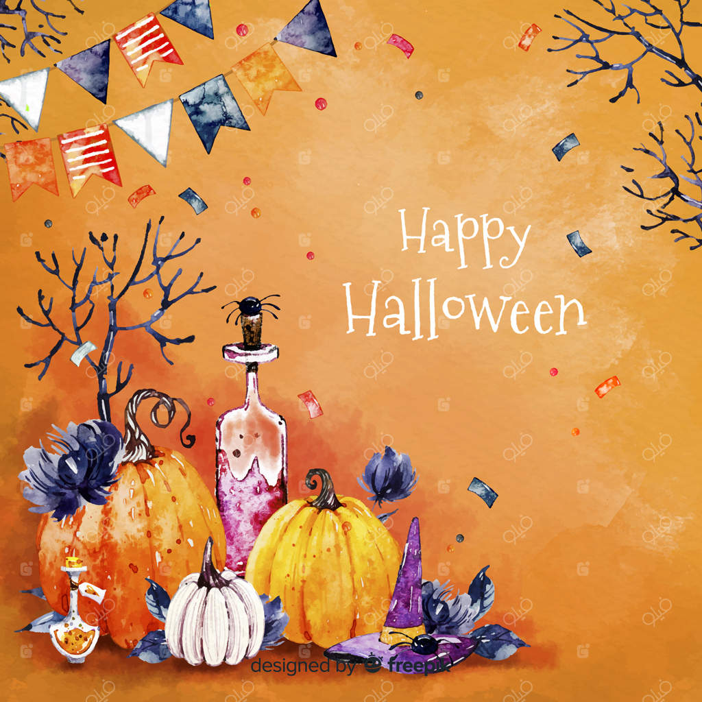 پس‌زمینه شاد هالووین به رنگ نارنجی