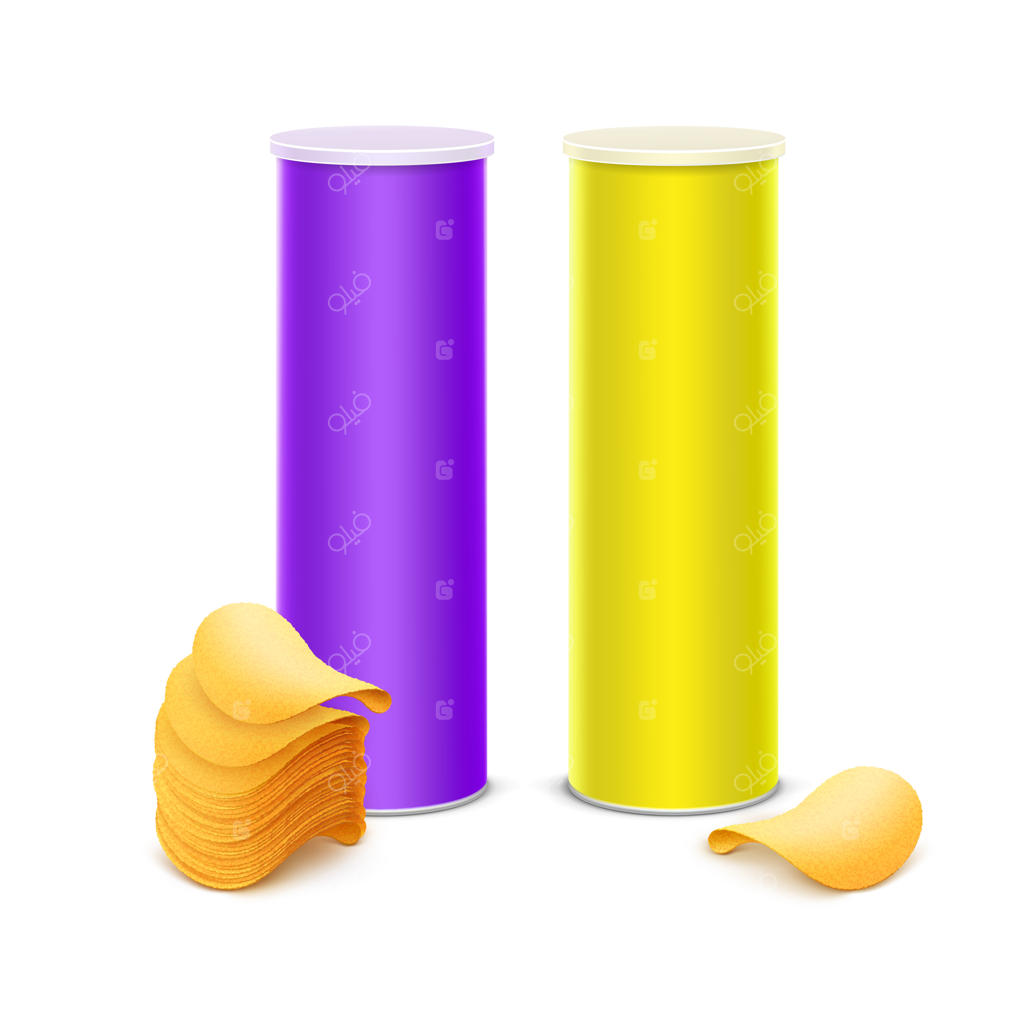 مجموعه وکتور جعبه‌های لوله‌ای زرد و بنفش برای طراحی بسته‌بندی