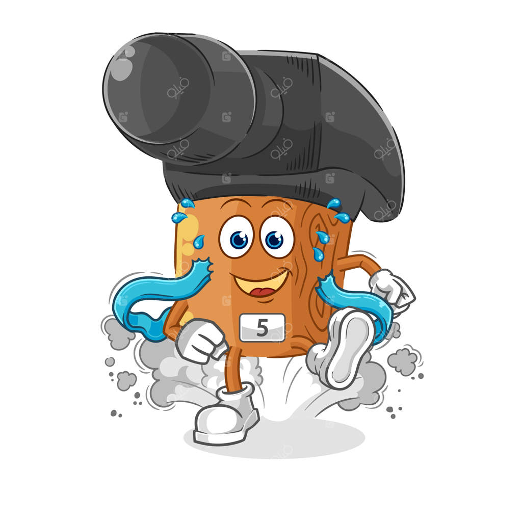 تصویر وکتور شخصیت کارتونی دونده با چکش به عنوان ماسکات