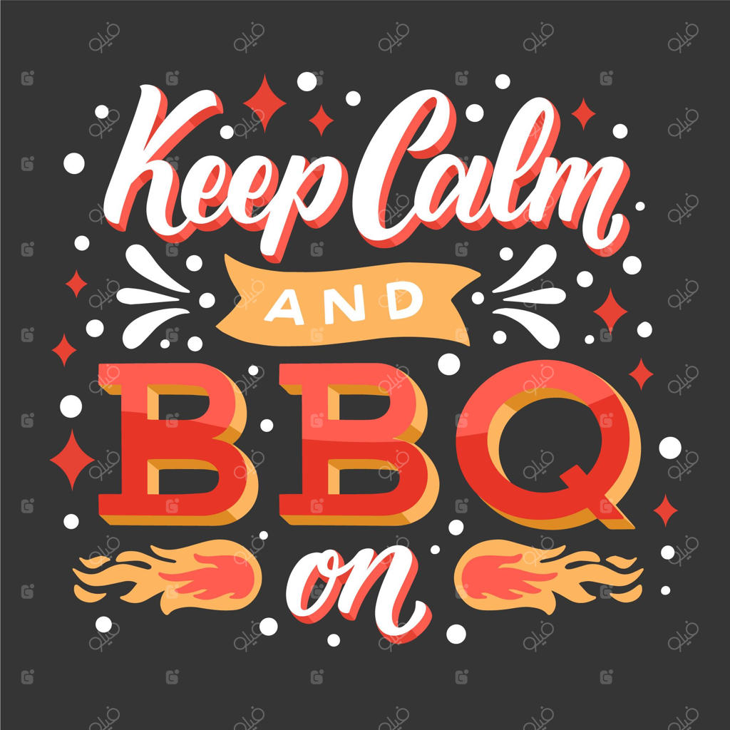 حروف‌نگاری و طرح‌های دستی رنگارنگ کلمات باربیکیو