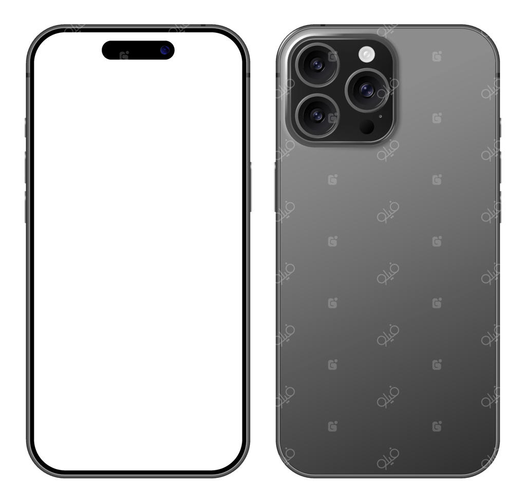 تصویر طرح شماتیک گوشی هوشمند مدرن از جلو و پشت