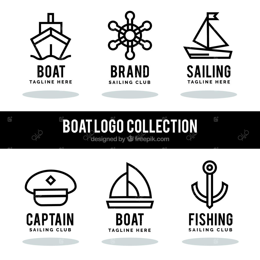 مجموعه‌ای از لوگوهای دریانوردی به سبک خطی