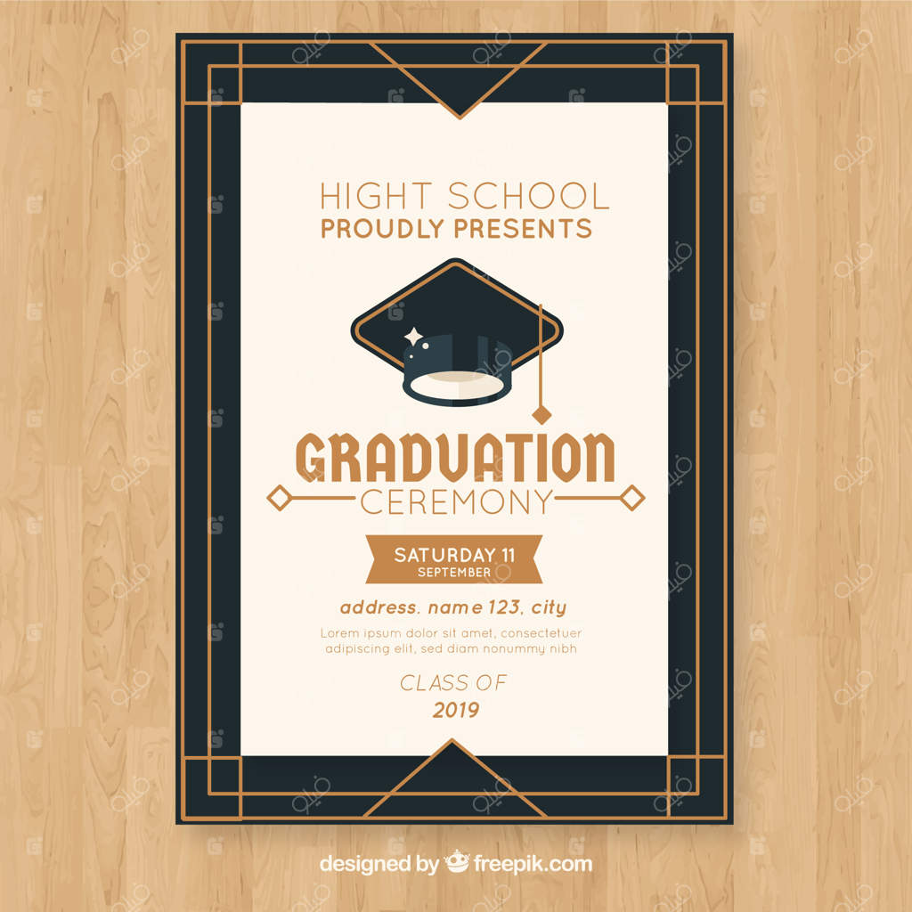 قالب دعوت‌نامه فارغ‌التحصیلی رنگارنگ با طراحی ساده