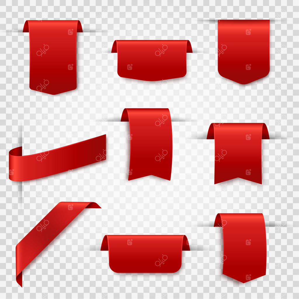 مجموعه‌ای از برچسب‌های ابریشمی قرمز