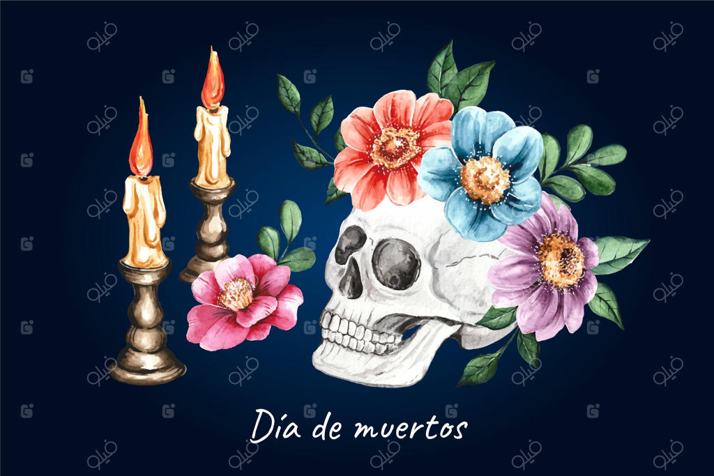 پس‌زمینه آبرنگی روز مردگان