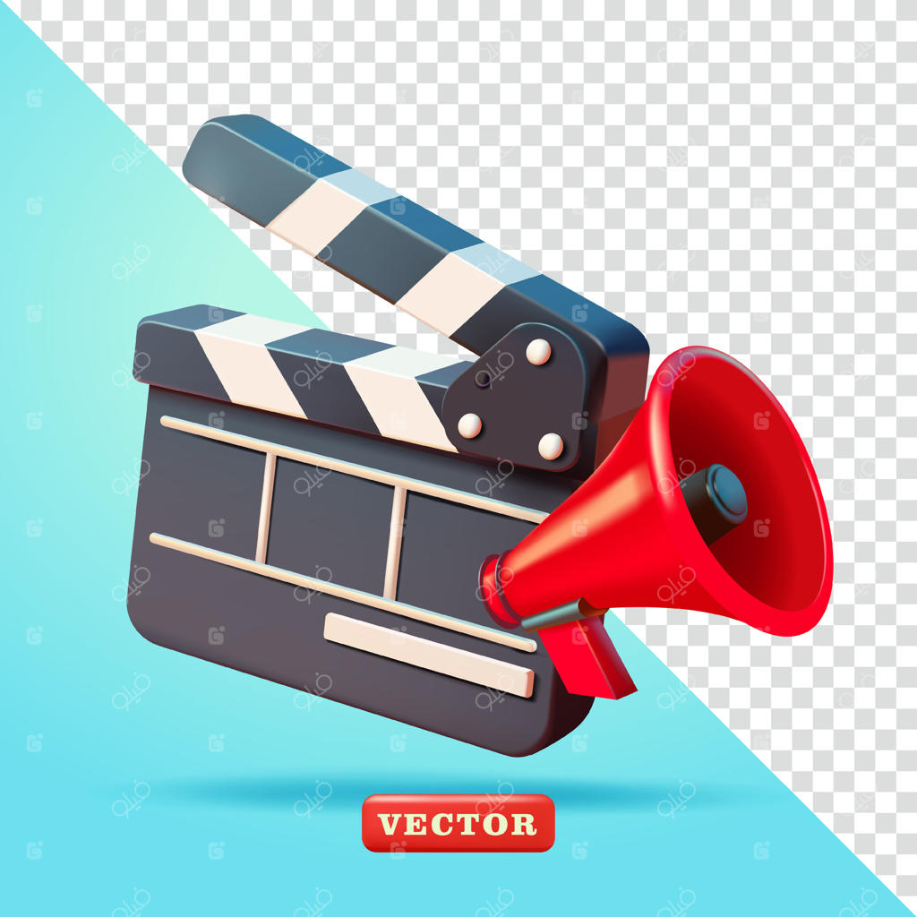 تخته کلاپر و بلندگوی کارگردان فیلم، سه‌بعدی: مناسب برای سینما و عناصر طراحی