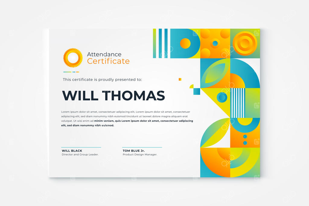 قالب گواهی‌نامه موزاییکی گرادینت