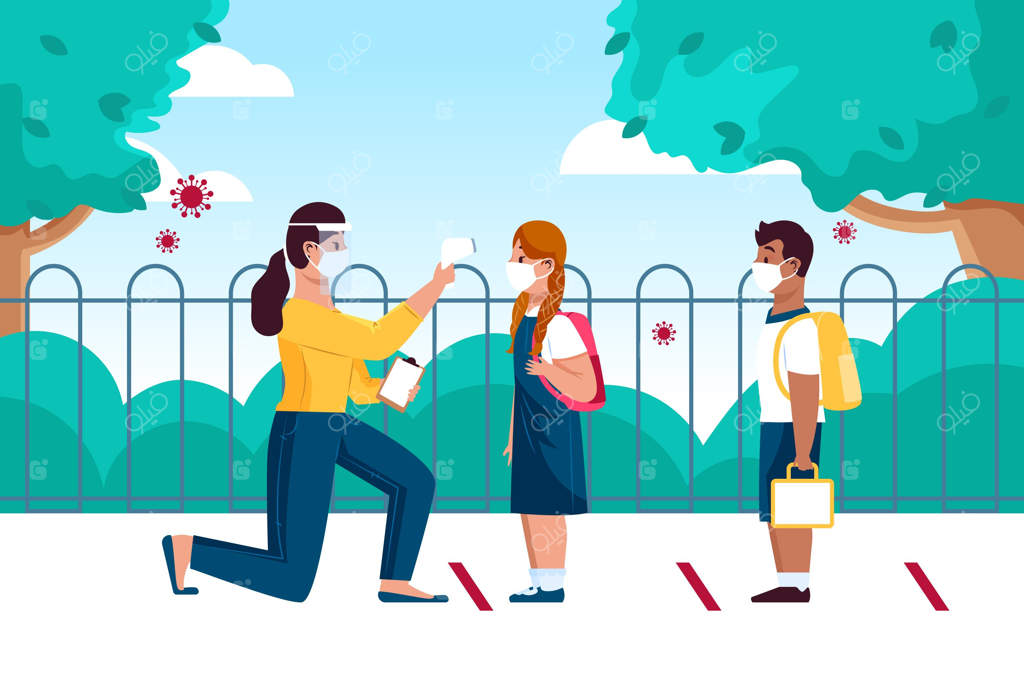 اندازه‌گیری دمای بدن کودکان توسط معلم