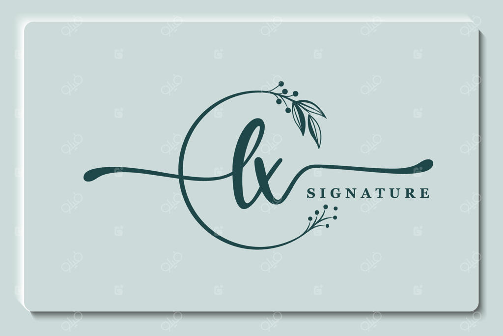 طراحی وکتور لوگوی امضای لوکس و دست‌نویس با حروف LX