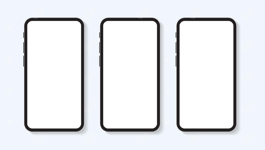 مجموعه تصاویر مدل‌سازی گوشی هوشمند مدرن با دکمه‌ها برای تبلیغات شبکه‌های اجتماعی