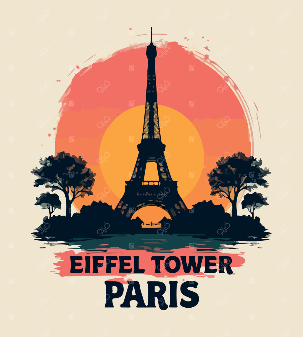 طرح تی‌شرت برج ایفل با نوشته به پاریس خوش آمدید