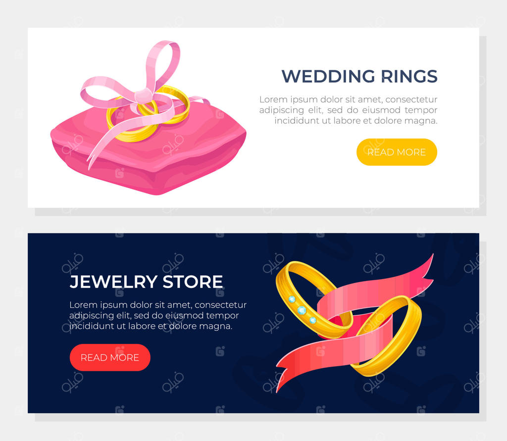 قالب صفحه فرود حلقه‌های عروسی. بنر فروش آنلاین جواهرفروشی، طراحی رابط وبسایت