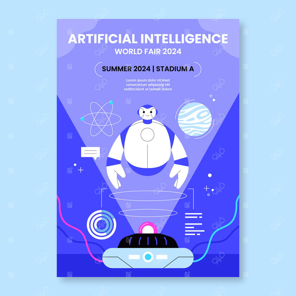 قالب پوستر فناوری با طراحی دستی