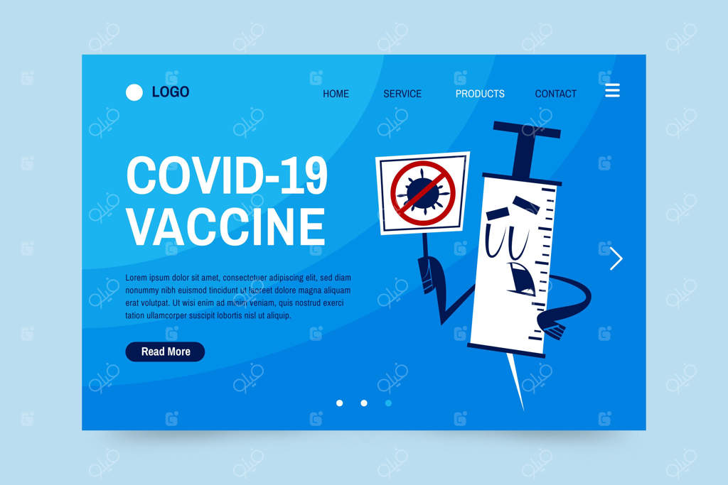 صفحه فرود واکسن کرونا به سبک کارتون